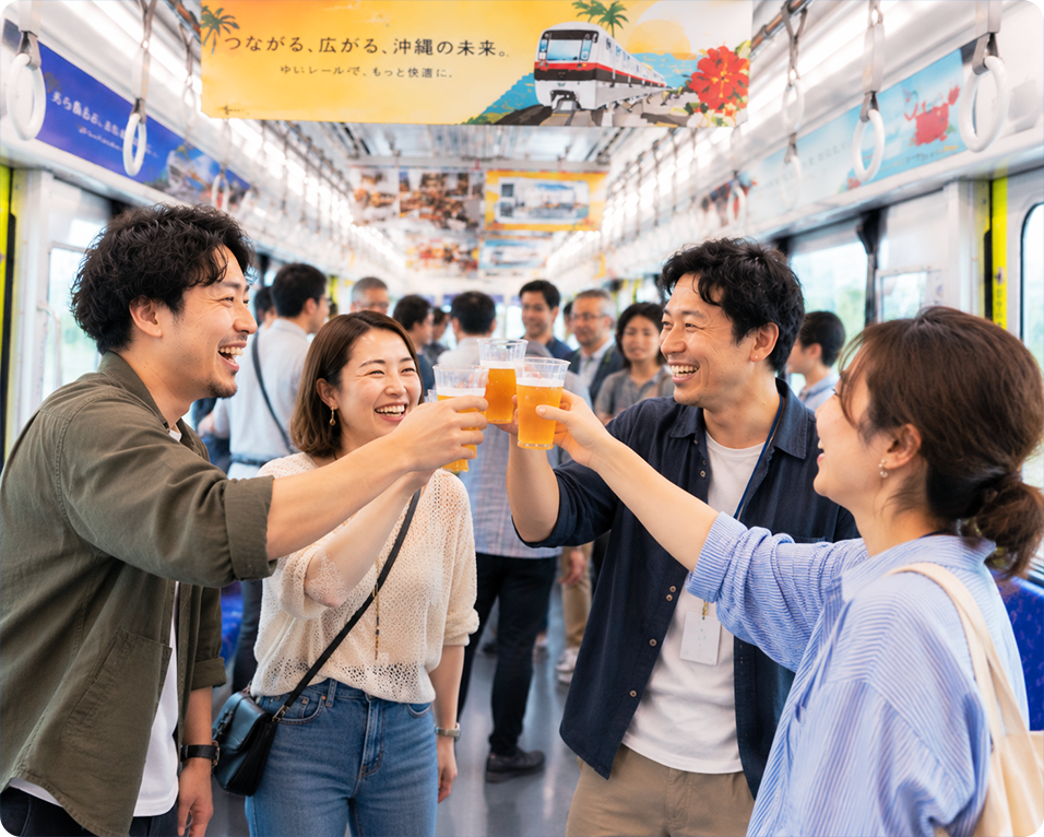楽しそうに乾杯する人々